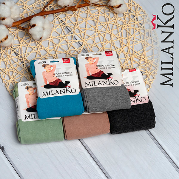 Детские колготки из хлопка с ворсом MilanKo, IN-020 Купить Детские колготки из хлопка с ворсом