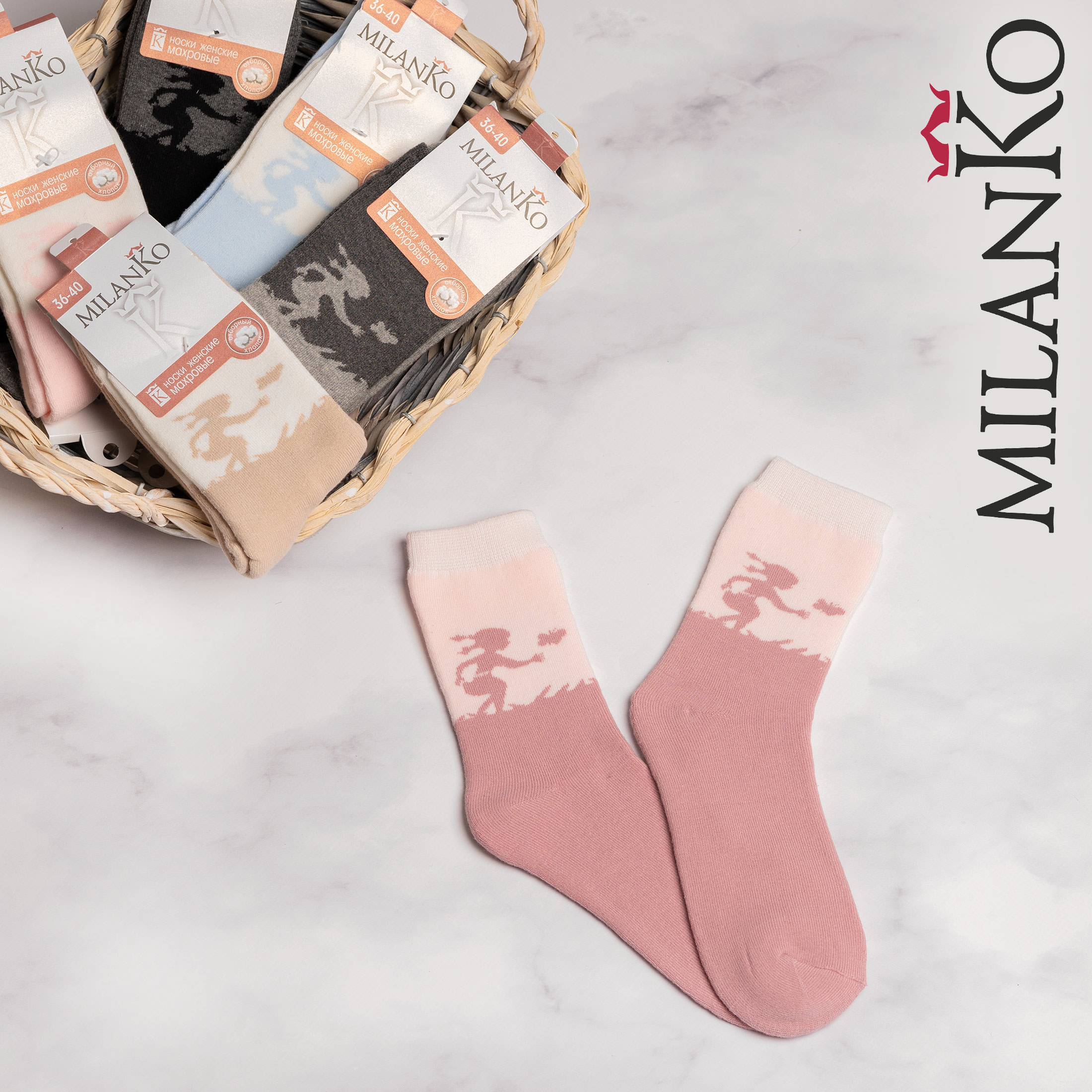 MILANKO    Женские хлопковые носки с махрой  (6) MilanKo N-311