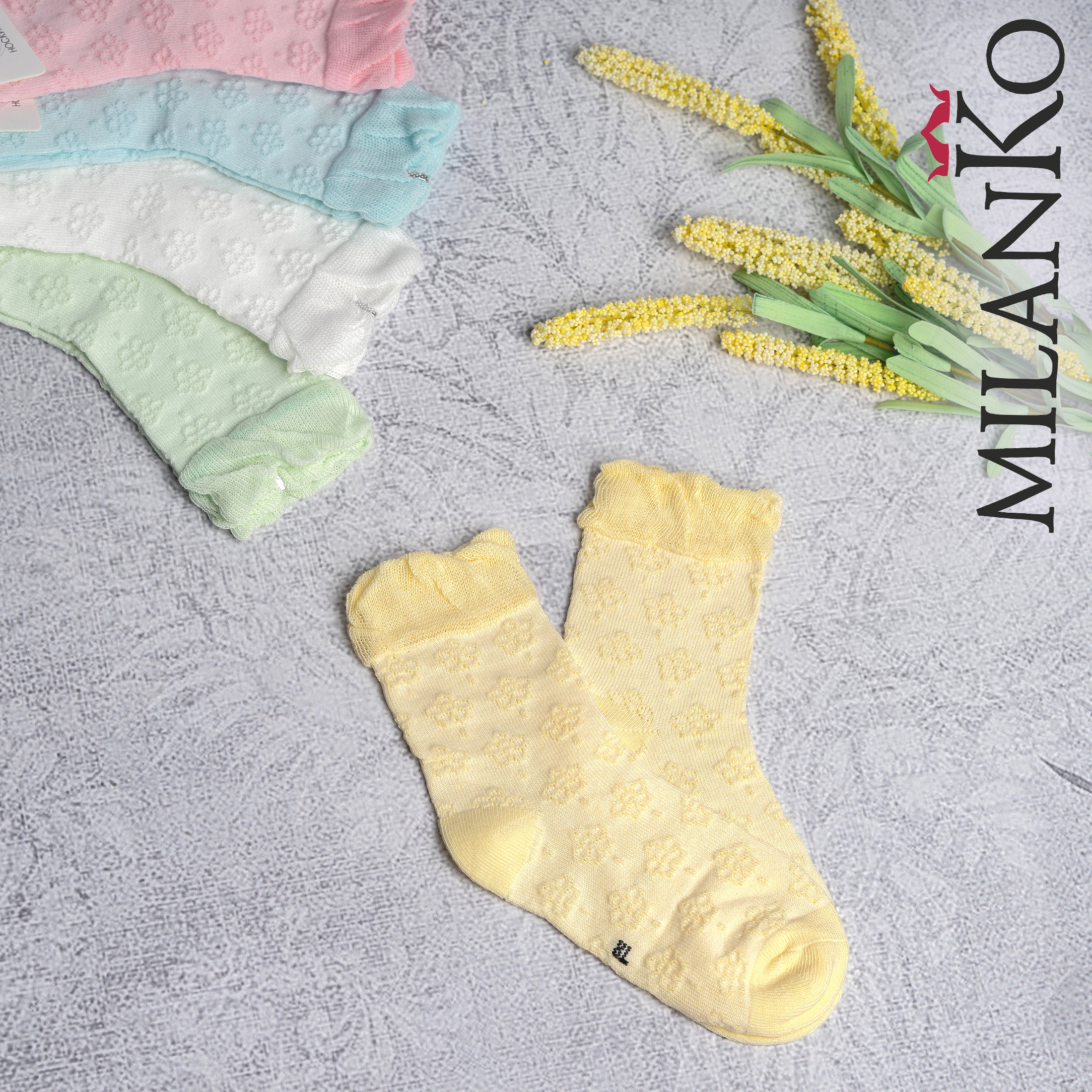 MILANKO     Детские носки  ажурные (узор 3) "цветочки" MilanKo D-233