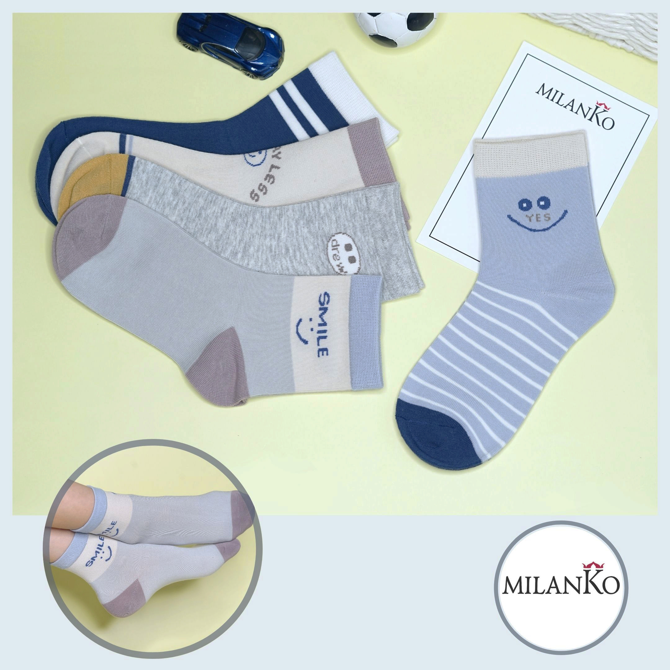 Детские хлопковые носки  (Узор 5) MilanKo D-222